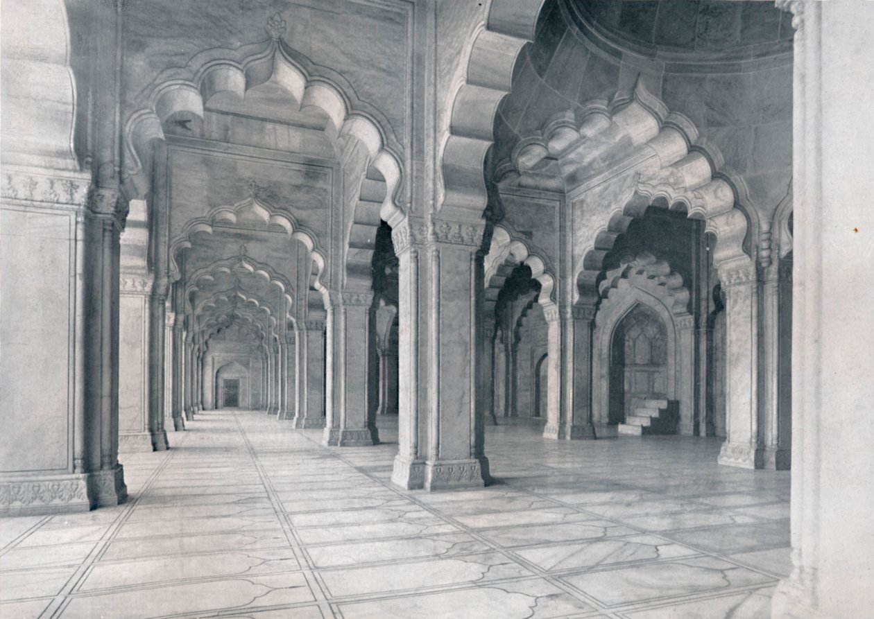 Agra. Interieur van de Moti Musjid. Parelmoskee, ca. 1910 door Unbekannt