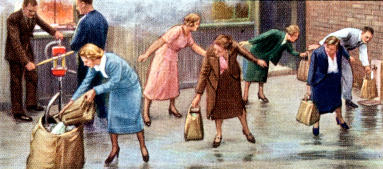 Luchtalarm Voorzorgsmaatregelen, sigarettenkaart, Brits, 1938 door Unbekannt