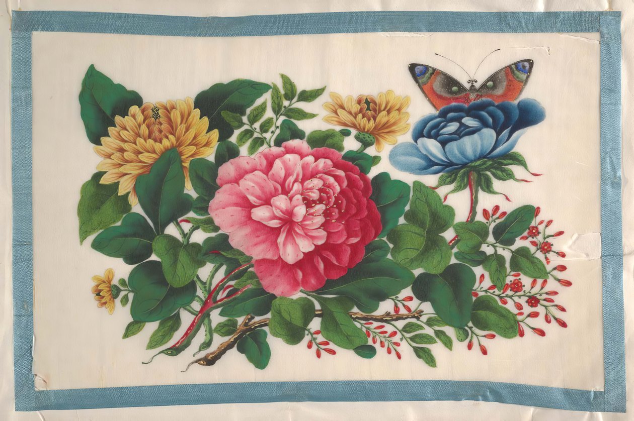Album met twaalf schilderijen van bloemen, 19e eeuw door Unbekannt