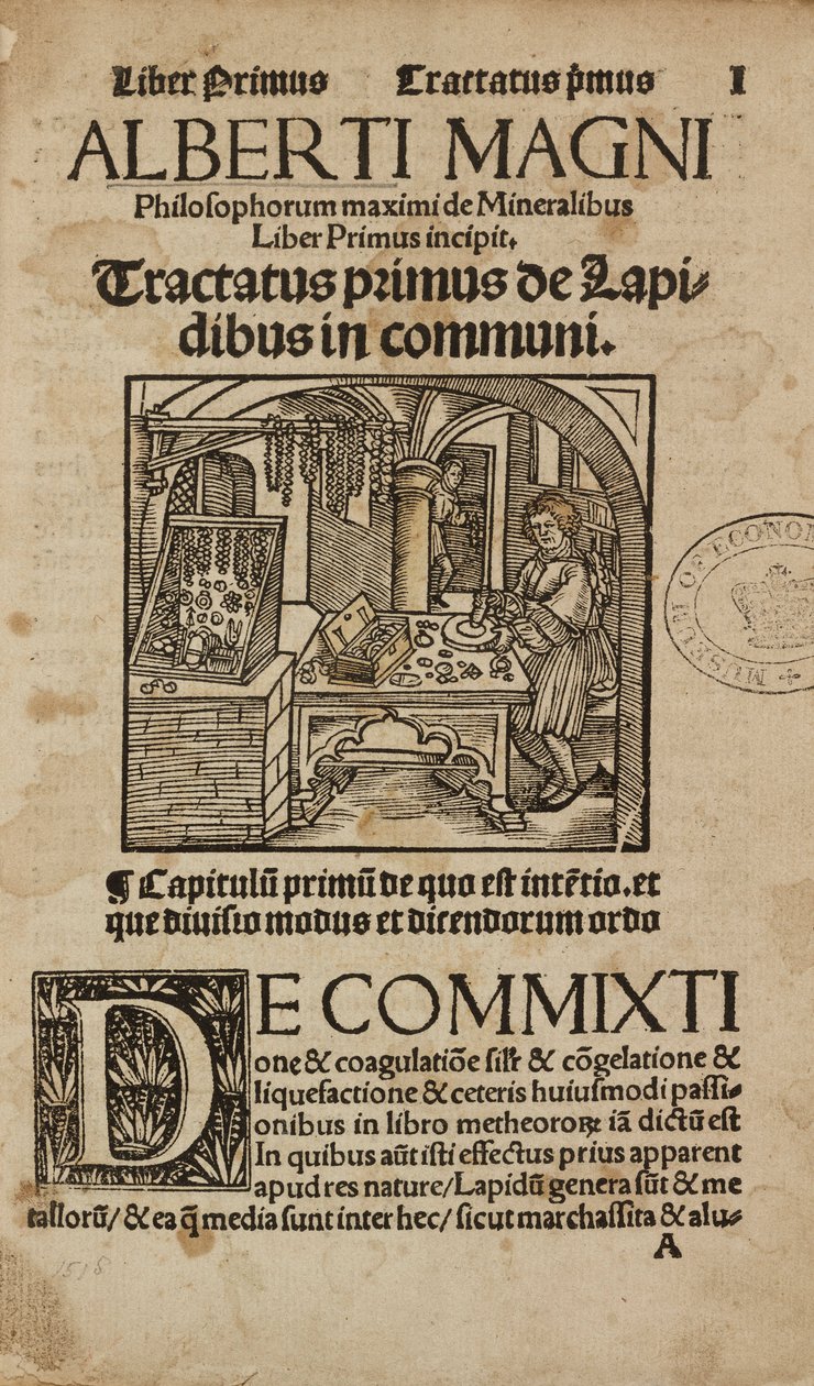 Alchemie & Vroege Chemie Titelpagina van een middeleeuws Duits werk over mineralogie en alchemie door Unbekannt