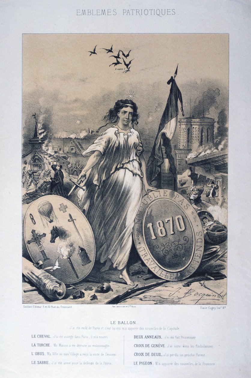 Allegorie van Franse patriottische emblemen, 1870 door Unbekannt