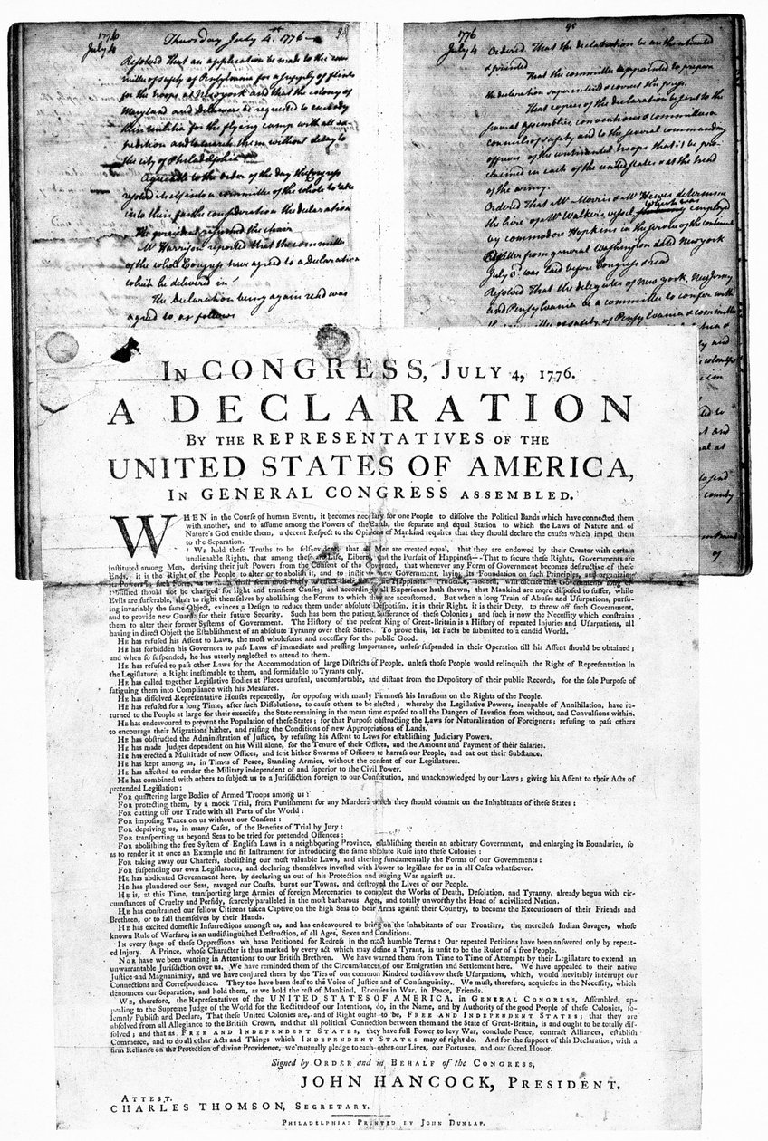 Amerikaanse Onafhankelijkheidsverklaring, 4 juli 1776 door Unbekannt