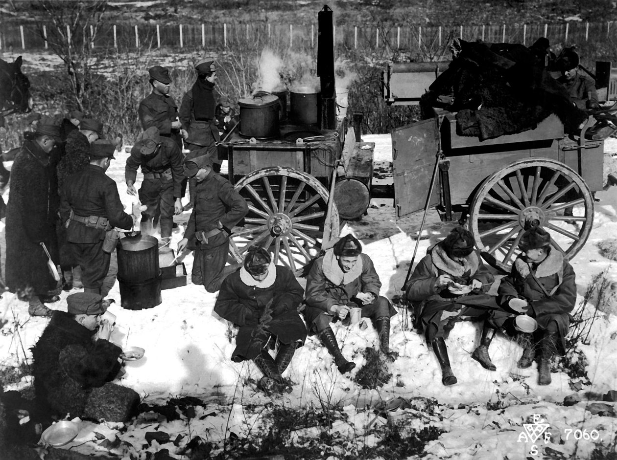 Een Amerikaans infanteriekamp in Siberië, Rusland, december 1918 door Unbekannt