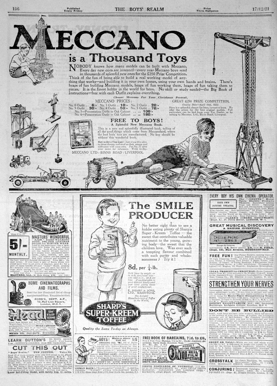 Een Advertentiepagina in The Boys Realm, Kerstmis 1921 door Unbekannt