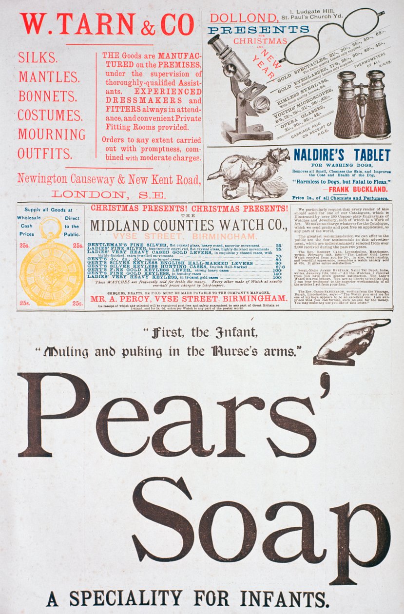 Een advertentiepagina in Yuletide, 1882 door Unbekannt