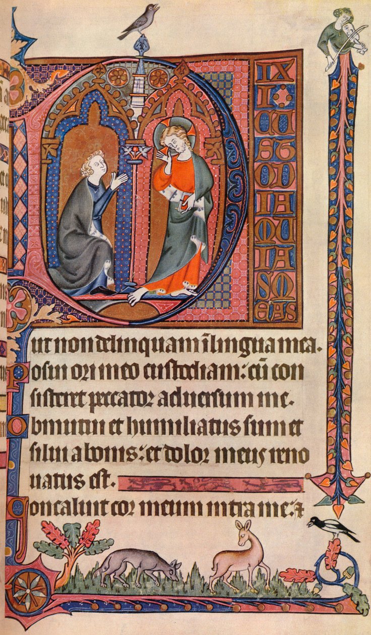 Een verlichte pagina uit de Vaux-Bardolf Psalter, ca. 1310, 1937 door Unbekannt