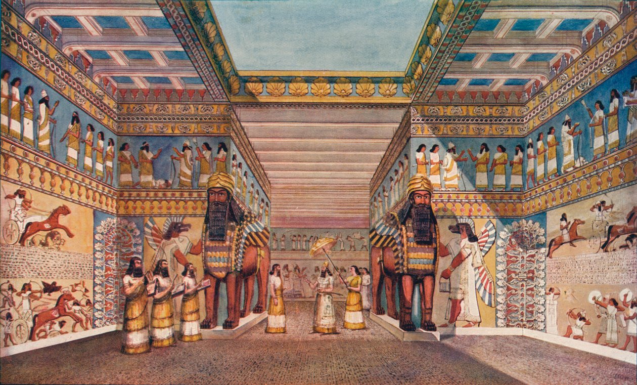 Oude beschaving: binnen het paleis van een Assyrische koning, 1907 door Unbekannt