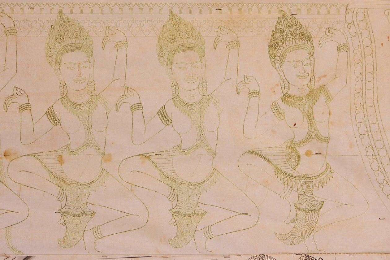Apsara tekening, Siem Reap, Cambodja door Unbekannt