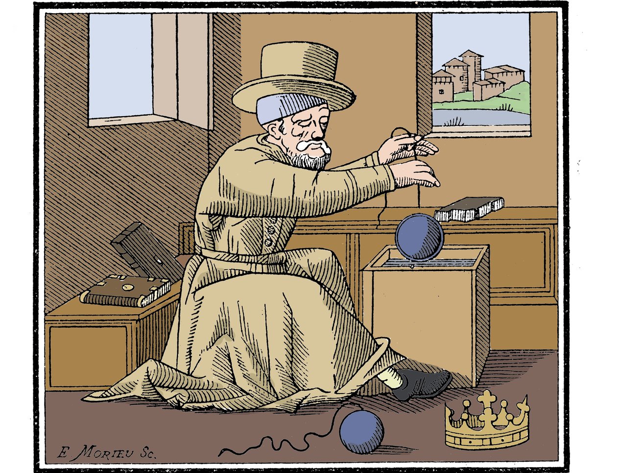 Archimedes ca. 287-212 v.Chr., Oude Griekse wiskundige en uitvinder, 1866 door Unbekannt