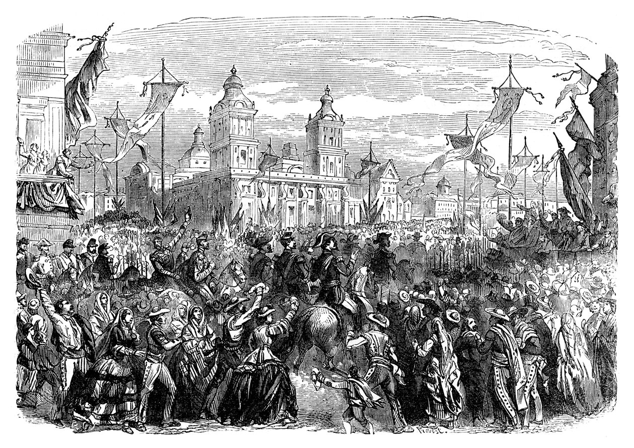 Aankomst van Franse troepen in Mexico, 1864, eind 19e eeuw door Unbekannt