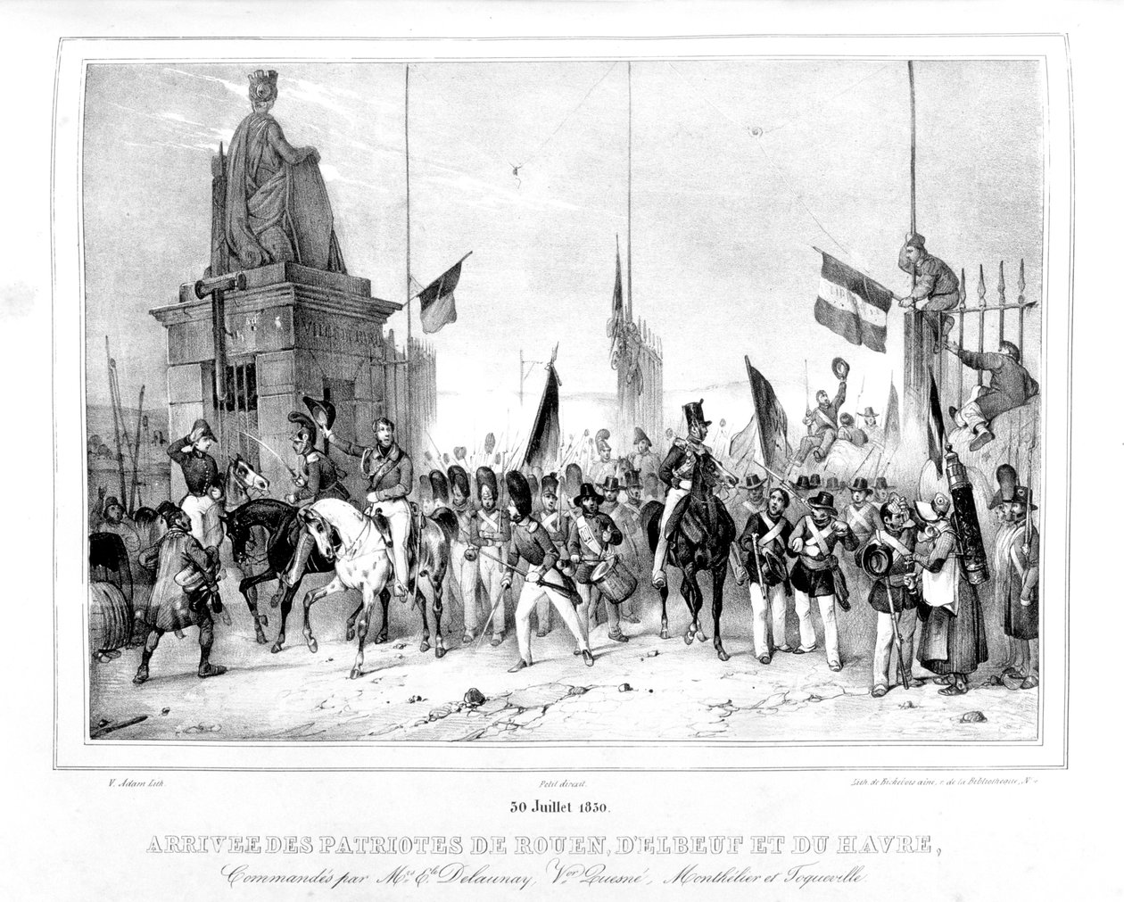 Aankomst van de Patriotten van Rouen, Elbeut en Le Havre, Parijs, 30 juli 1830 door Unbekannt