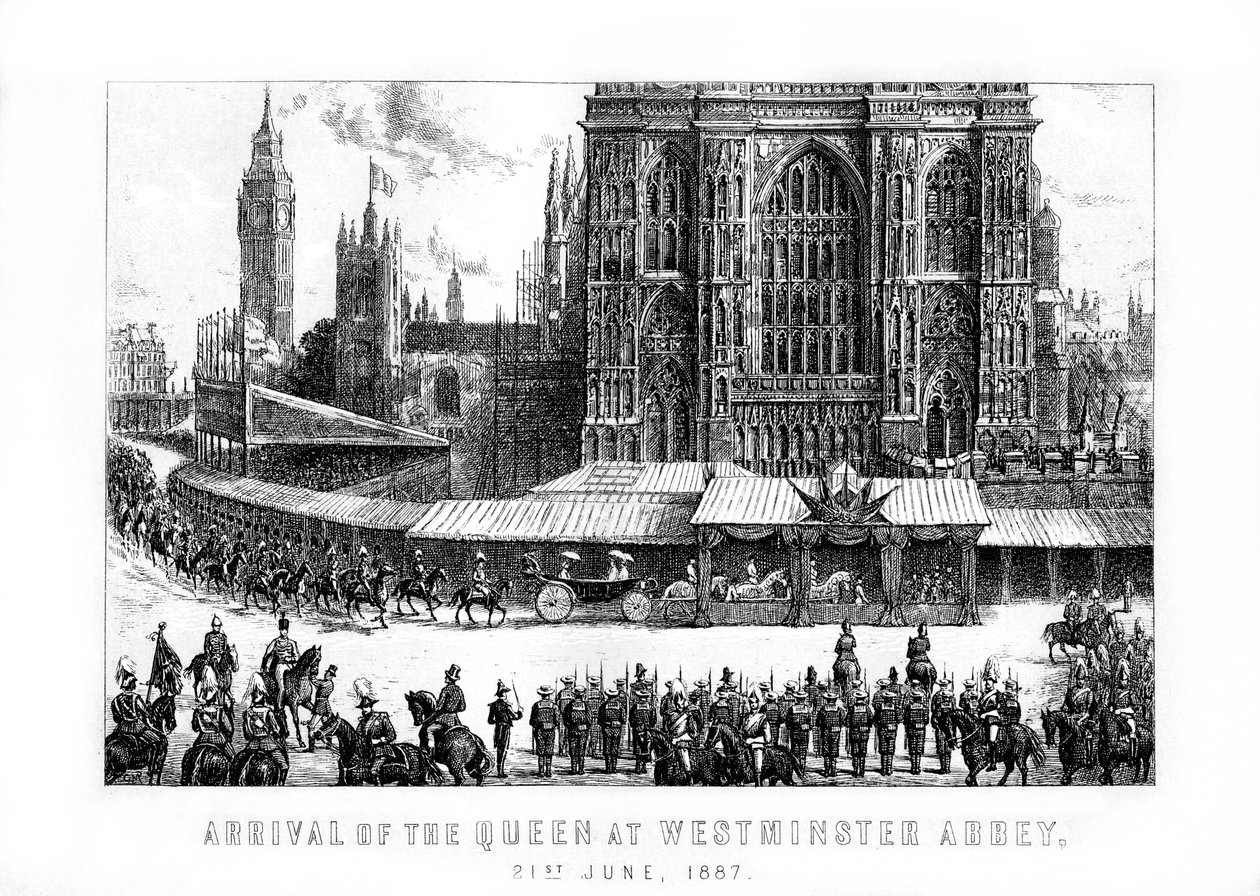 Aankomst van de Koningin bij Westminster Abbey, Londen, 21 juni, 1887, 1889 door Unbekannt