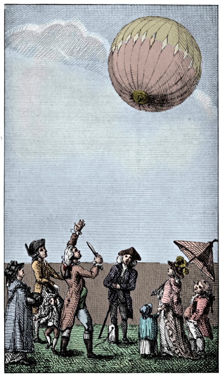 Ascensie van een Montgolfier ballon, eind 18e eeuw, 1910 door Unbekannt