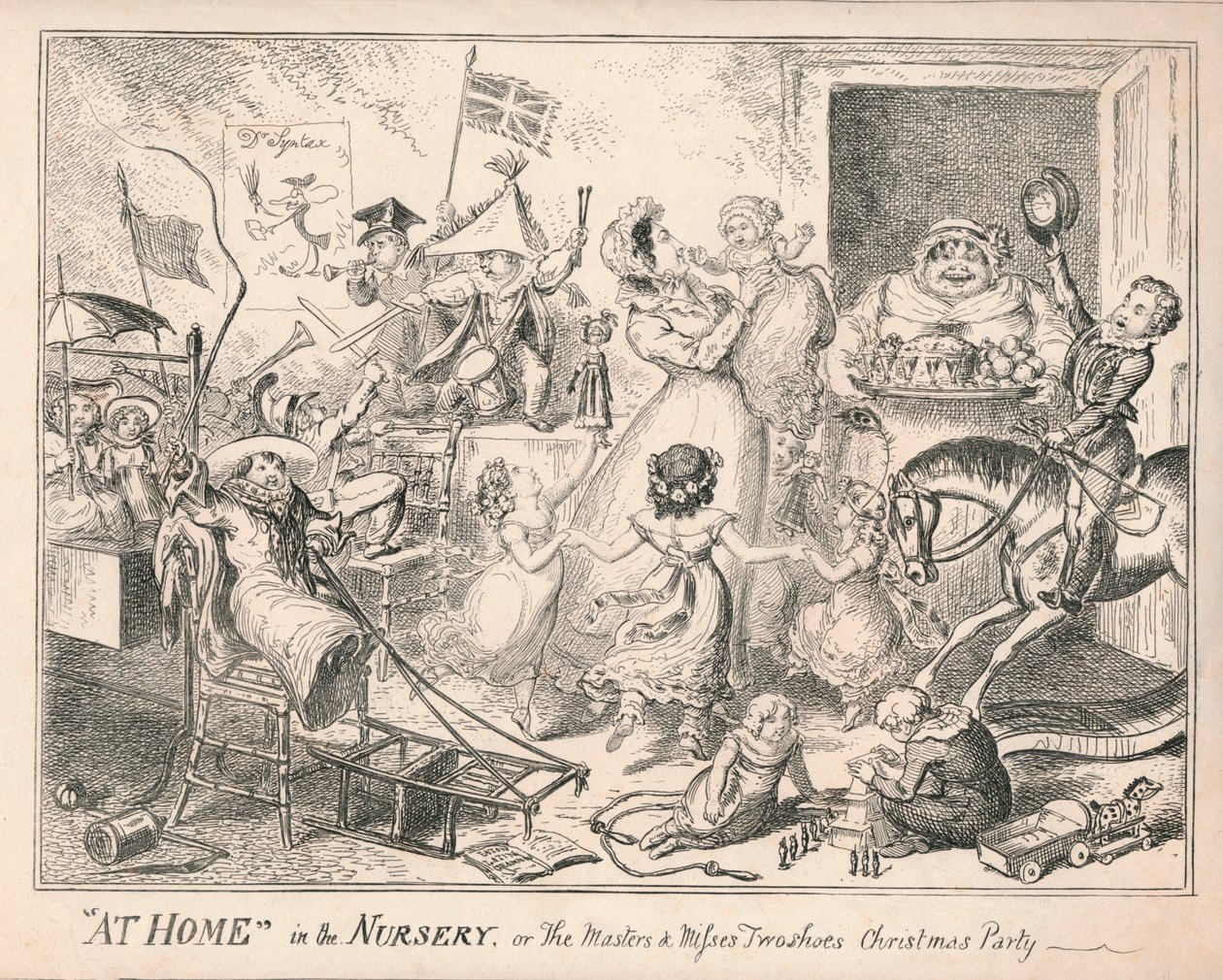 Thuis in de Kinderkamer, of Het Kerstfeest van de Meesters en Juffrouwen Twee Schoenen, 1835 door Unbekannt