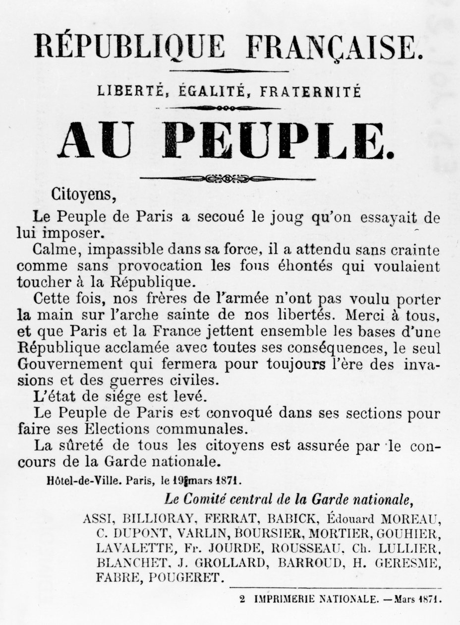 Aan het volk, uit Franse politieke posters van de Parijse Commune, mei 1871 door Unbekannt