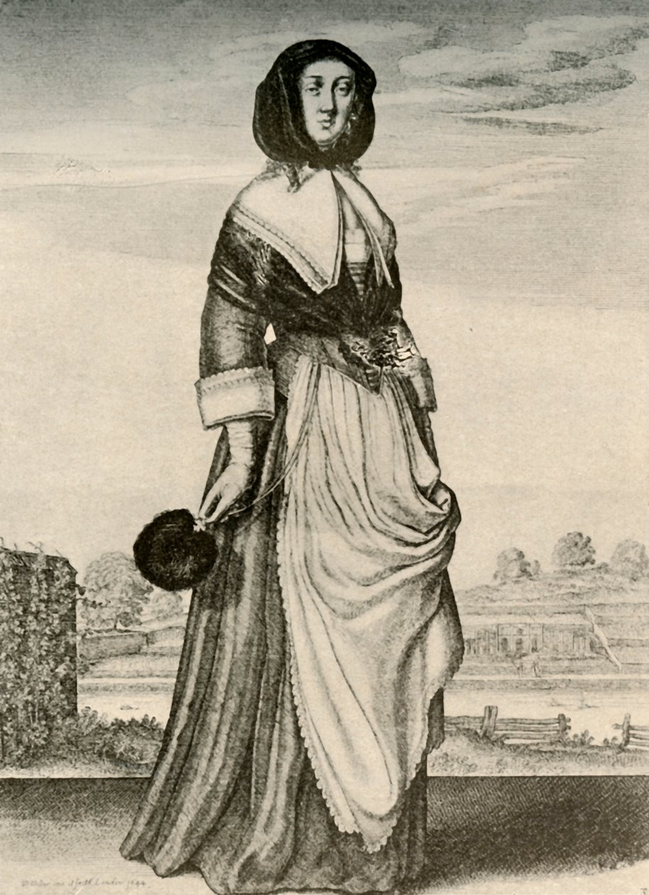 Herfst - Een Engelse vrouw met kap en schort, regering van Karel I, ca. 1620-1640, 1937 door Unbekannt
