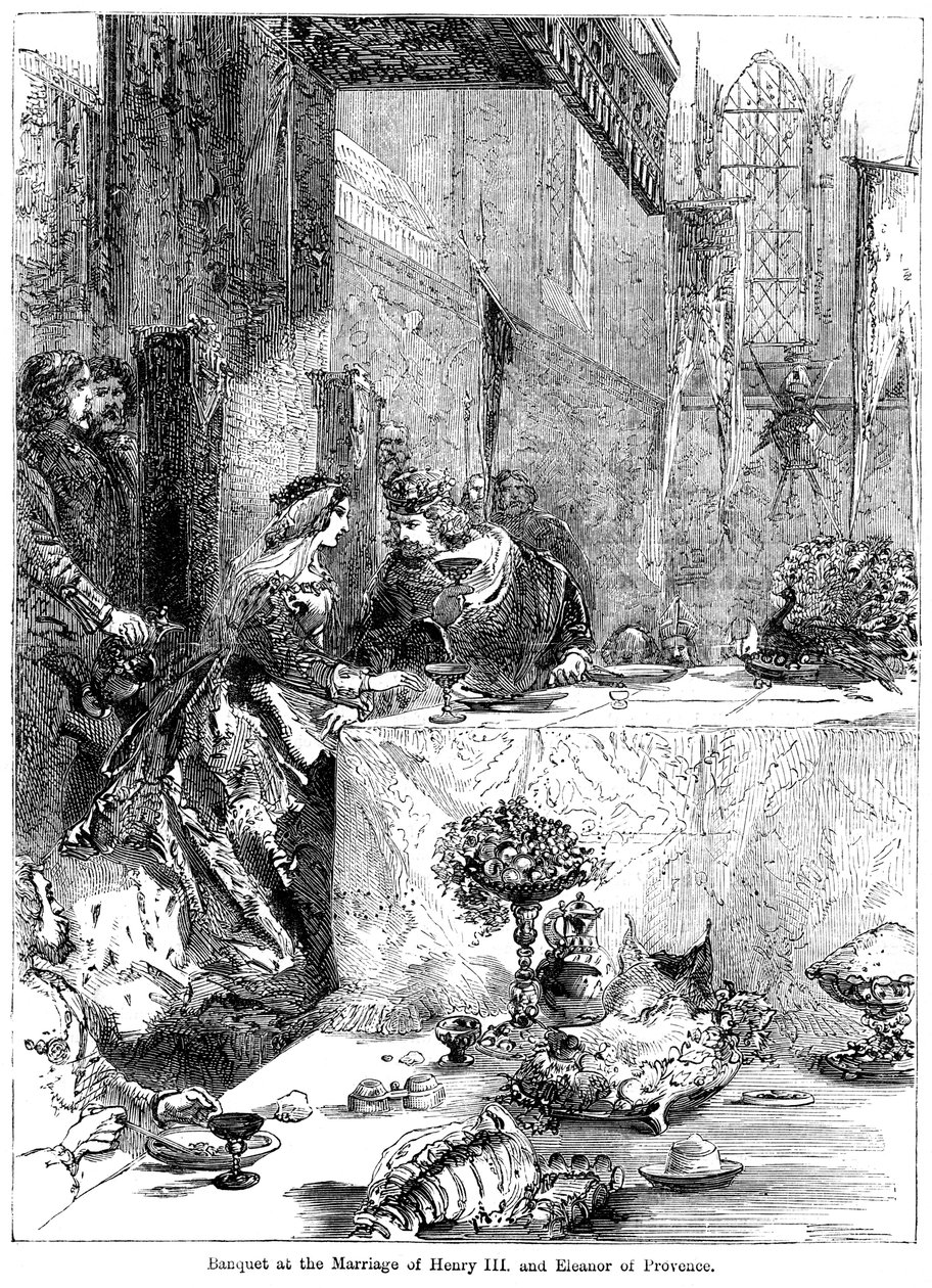 Banket bij het huwelijk van Koning Hendrik III 1207-1272 en Eleonora van Provence ca. 1223-1291, 1236 door Unbekannt