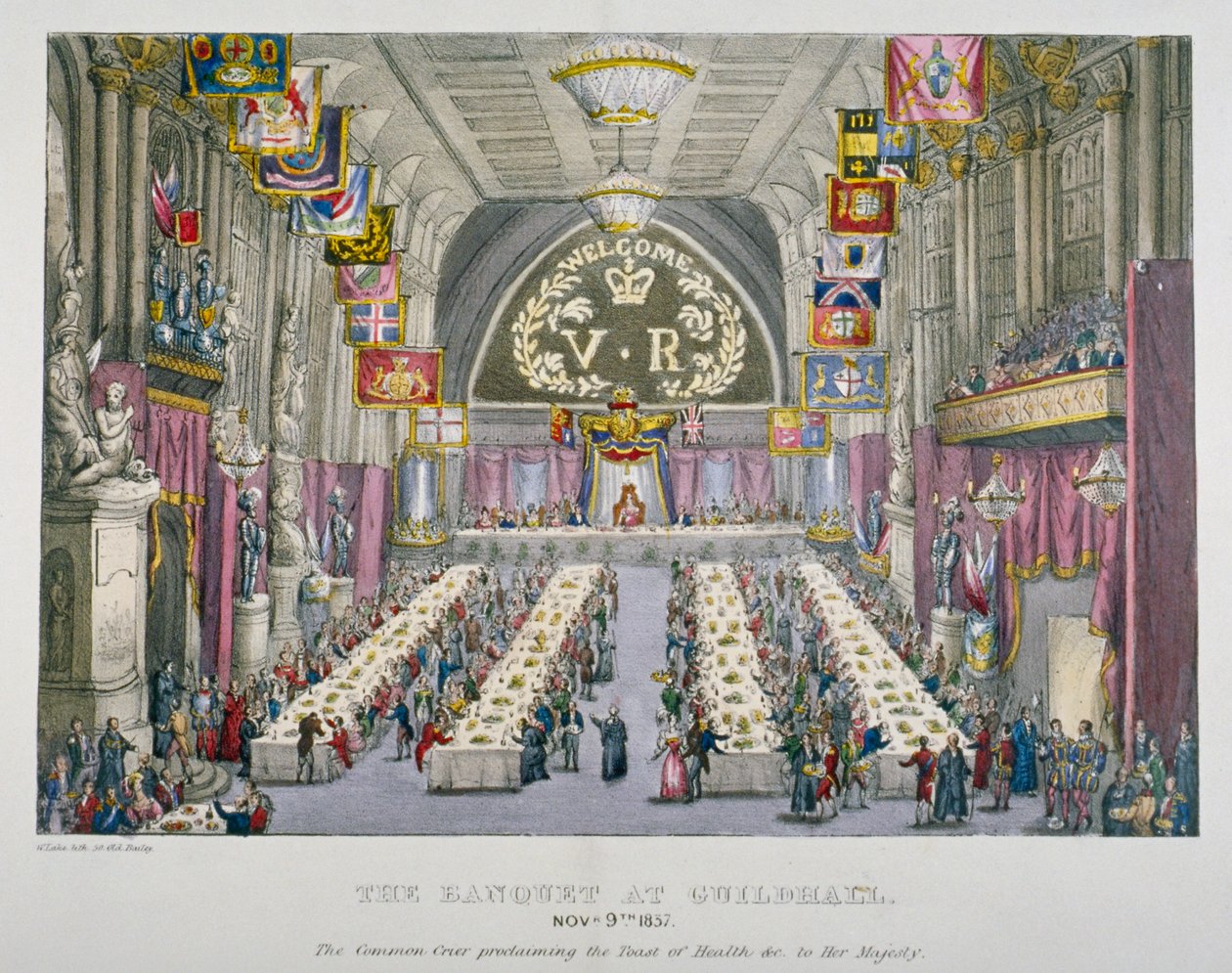 Banket in de Guildhall ter ere van Koningin Victoria, City of London, 1837 door Unbekannt
