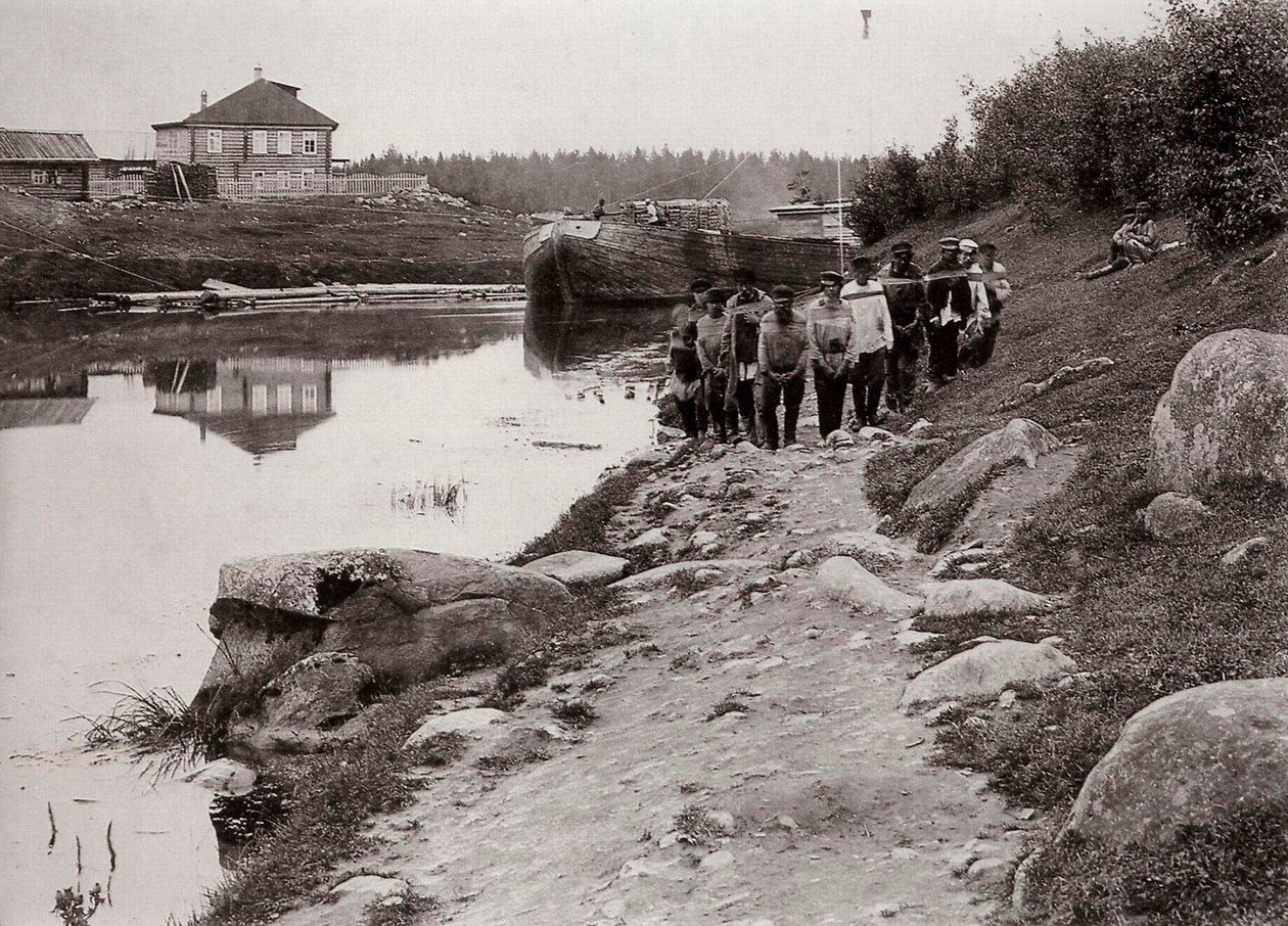 Trekkers op de Wolga, Rusland, ca. 1895 door Unbekannt