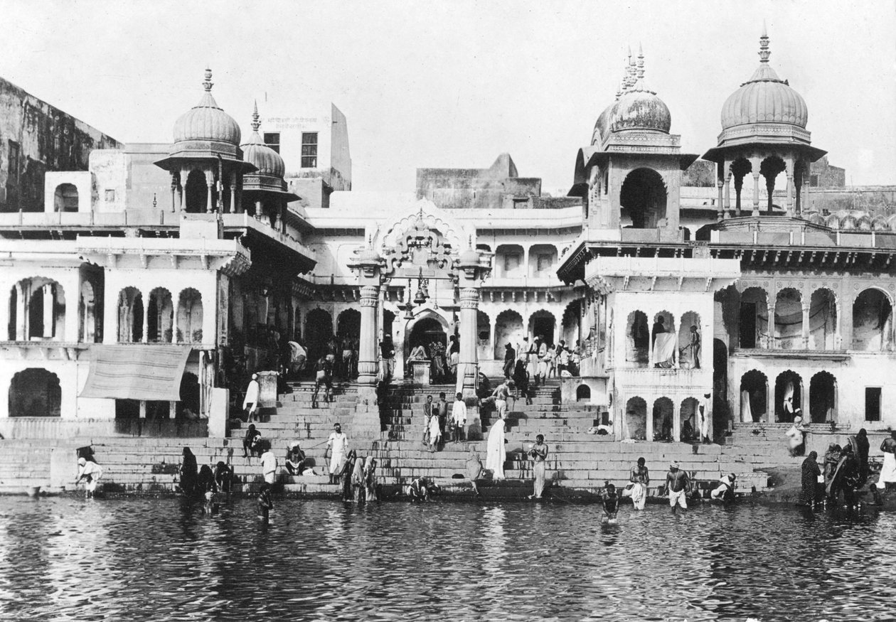 Badhuis aan de Yamuna-rivier, Muttra, 1917 door Unbekannt