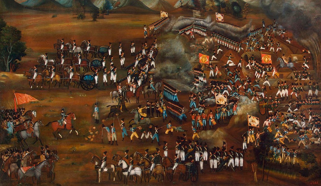Slag tussen Perzen en Russen bij Sultanabad, 13 februari 1812 door Unbekannt