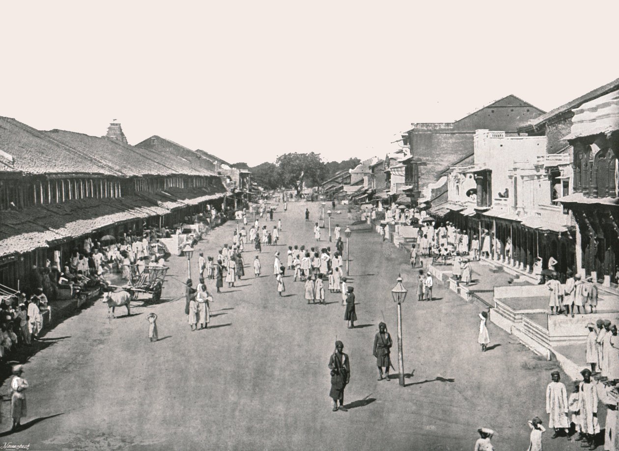 Bazaar scène, inheemse wijk, Calcutta, India, 1895 door Unbekannt
