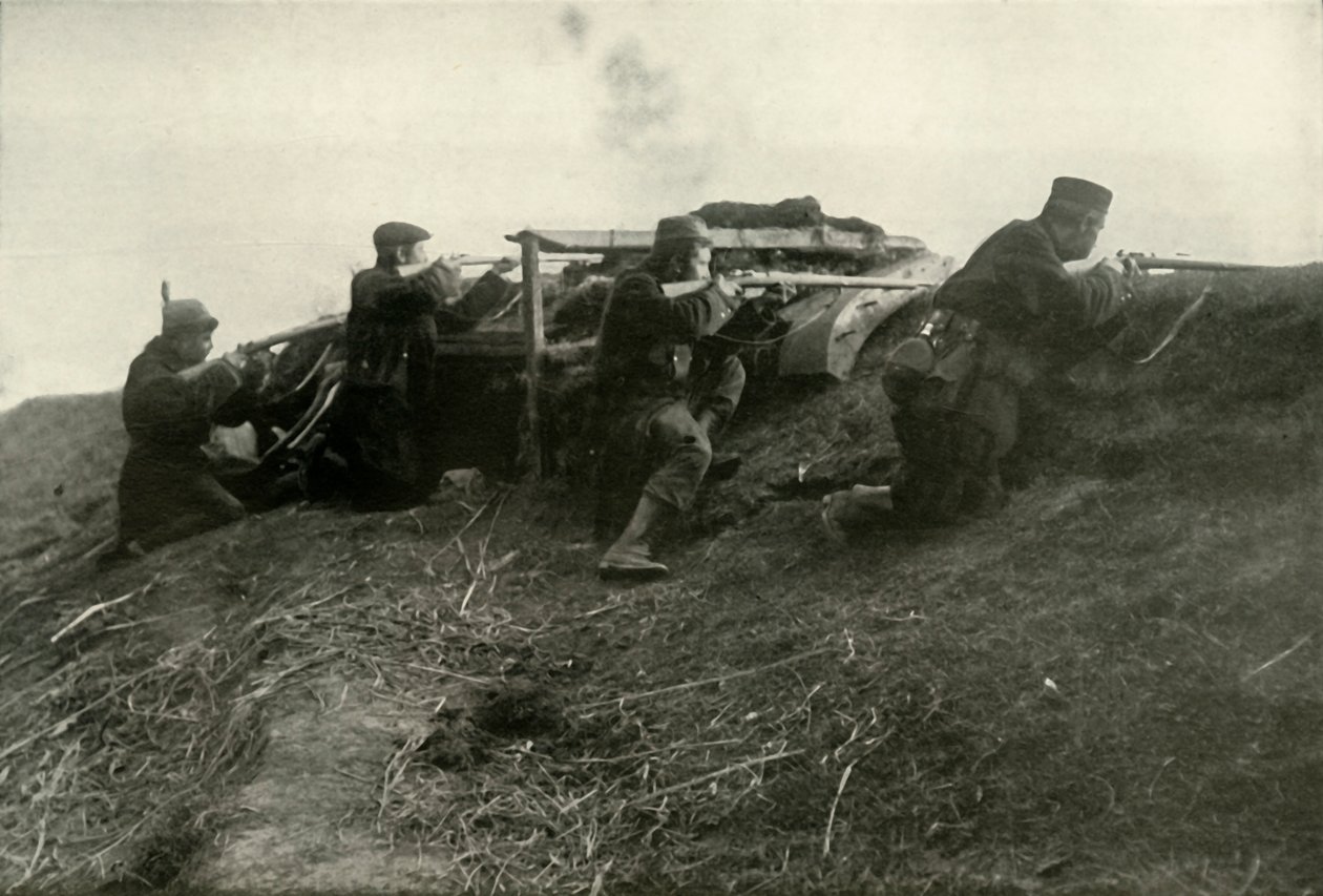 Belgen houden de rivier bij Termonde, 1919 door Unbekannt