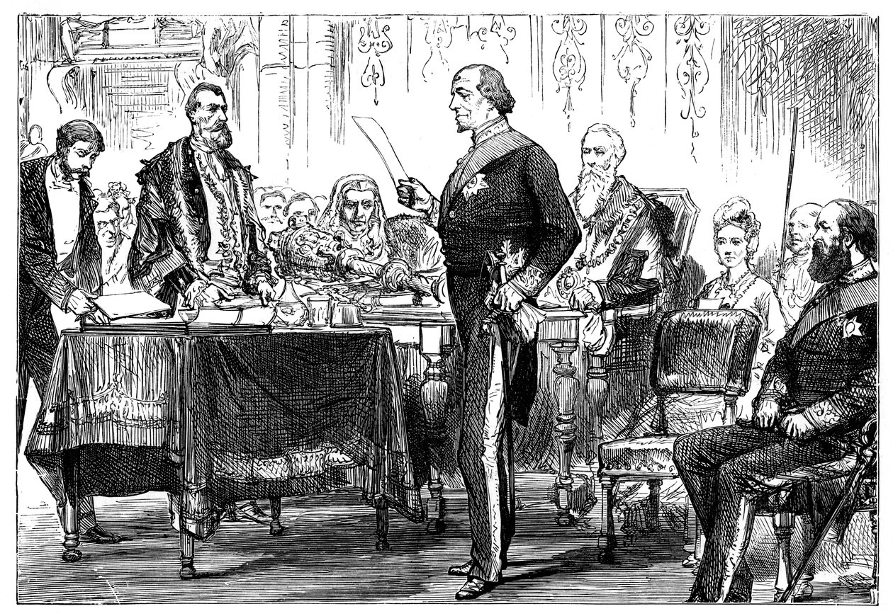 Benjamin Disraeli 1808-1881 ontvangt de vrijheid van de stad Londen, 1878 door Unbekannt