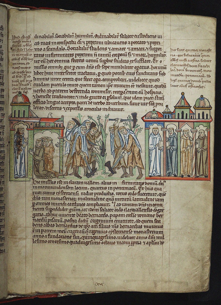 Bernard van Clairvaux stuurt monniken naar dochterhuizen, Cisterciënzer monniken, 1249-1250 door Unbekannt