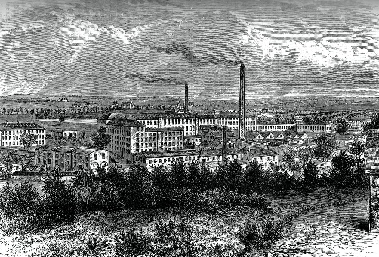 Bessbrook Mills en dorp, County Armagh, Ierland, ca. 1880 door Unbekannt