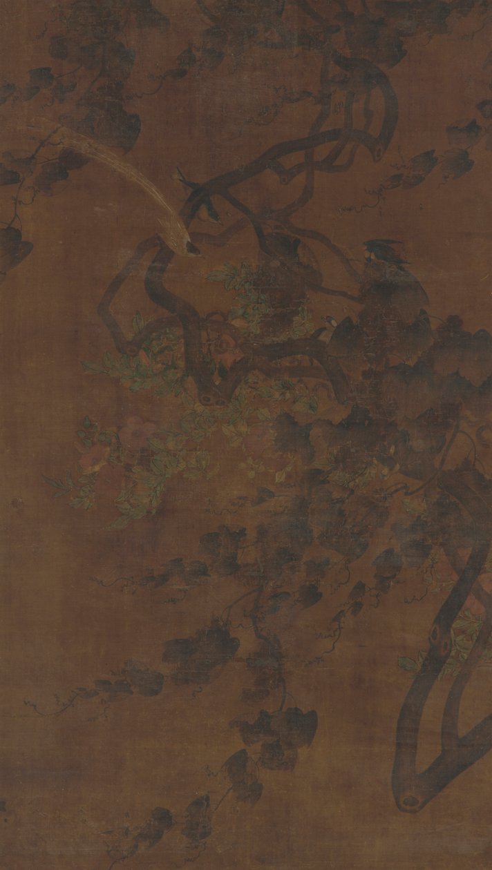 Vogels, Druivenranken en Bloemen, Ming-dynastie, 1368-1644 door Unbekannt