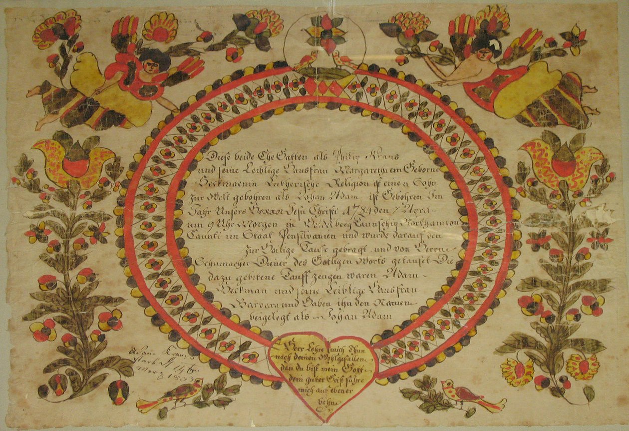 Geboorte- en doopcertificaat, 1784 door Unbekannt