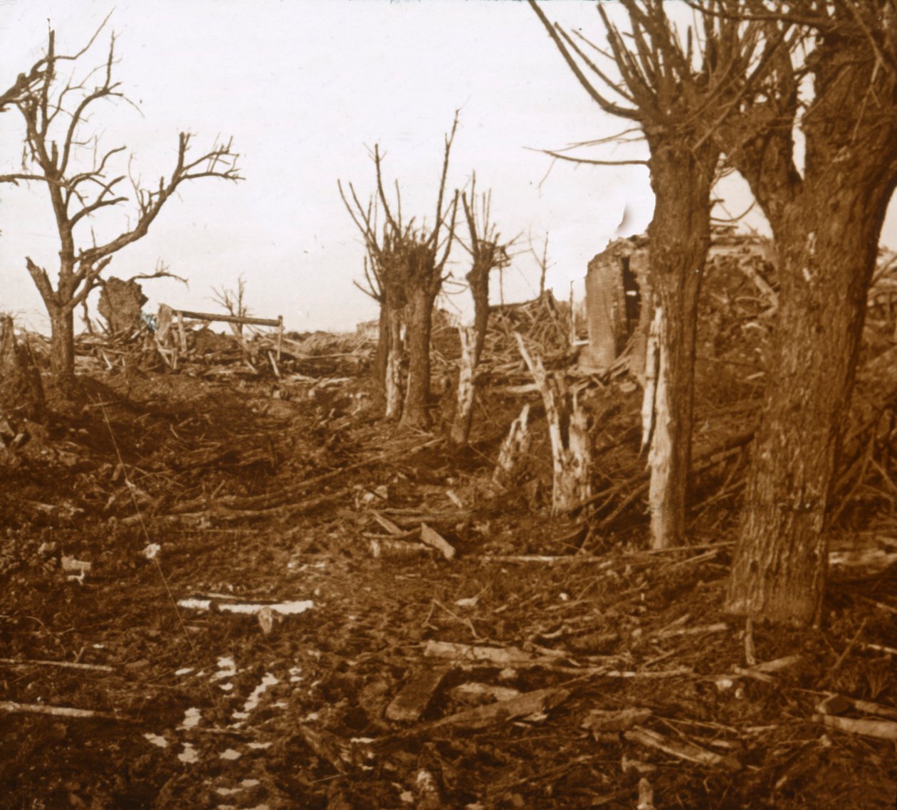 Verwoest landschap, Belloy-en-Santerre, Noord-Frankrijk door Unbekannt
