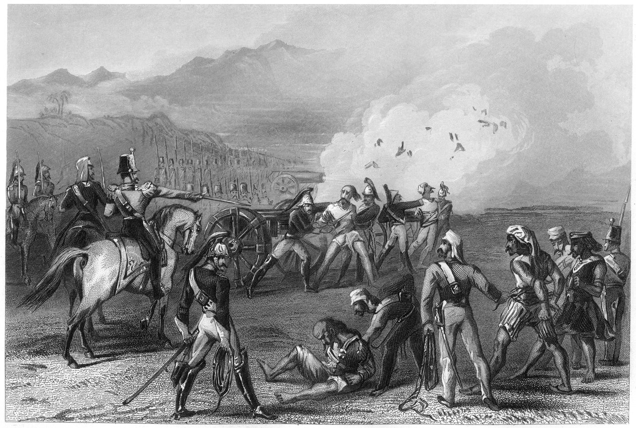 Opblazen van muitende Sepoys met kanonnen, 1857, ca. 1860 door Unbekannt