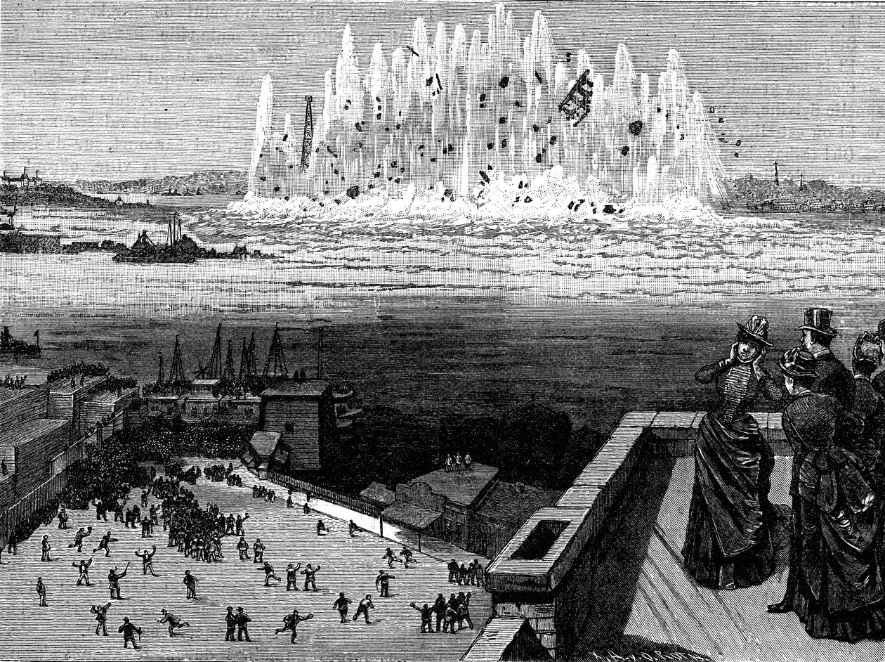 Opblazen van Flood Rock, 1885, 1886 door Unbekannt