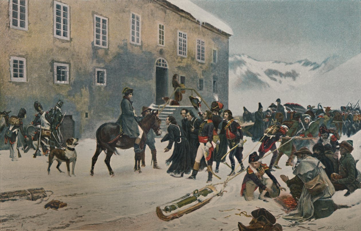 Bonaparte Ontvangen Door De Monniken van de Berg St. Bernard. Passage van de Alpen, mei 1800, 1896 door Unbekannt