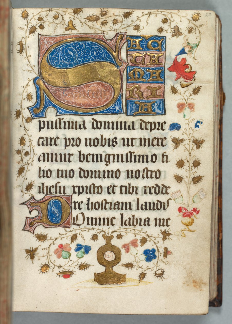 Getijdenboek Gebruik van Metz: Fol. 27r, Gedecoreerde Initialen, c. 1440 door Unbekannt
