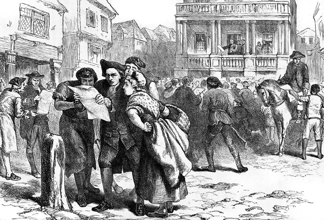 Bostonianen lezen de Stamp Act, 1765 door Unbekannt