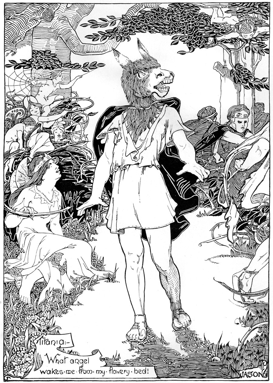 Bottom in scène uit William Shakespeares Midzomernachtsdroom, 1898 door Unbekannt