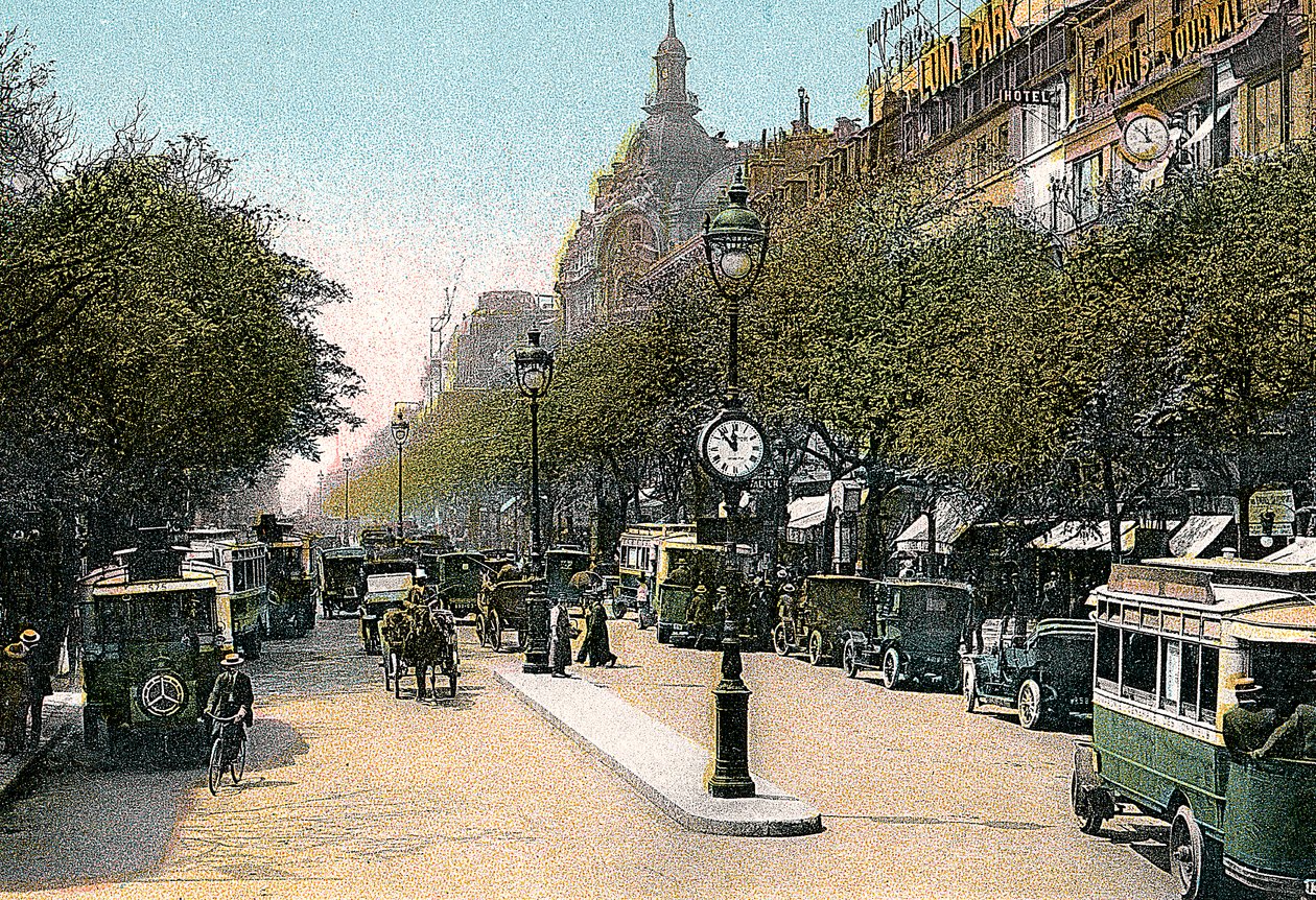 Boulevard des Italiens, Parijs, met auto