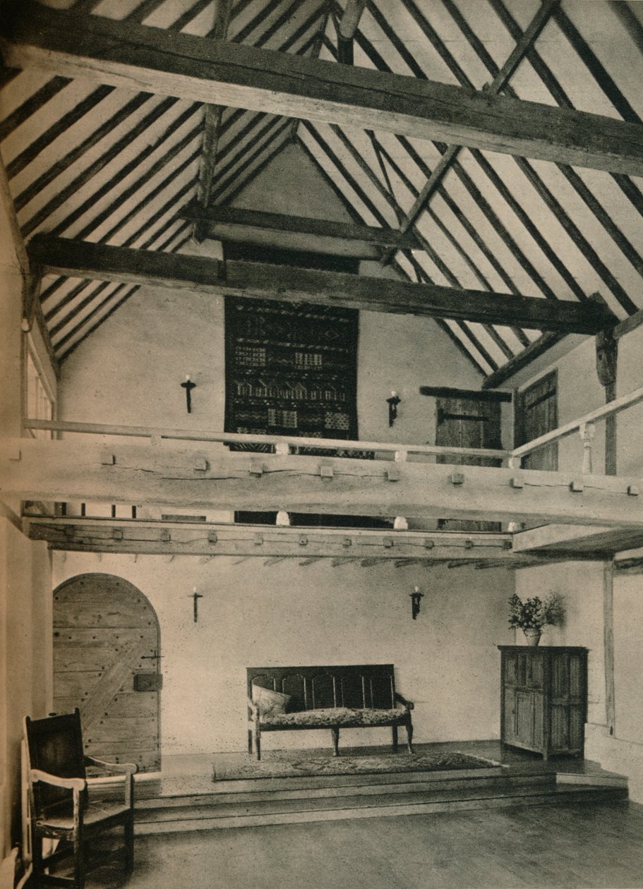 Boxhurst Farm, Kent: Einde van de Danszaal. Gerestaureerd en omgebouwd door Oliver Hill, ca. 1928 door Unbekannt