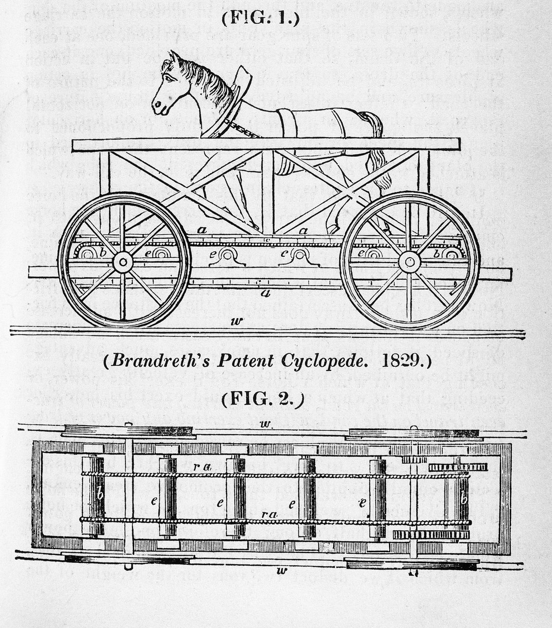 Brandreths door paarden aangedreven locomotief Cycloped, 1829 door Unbekannt