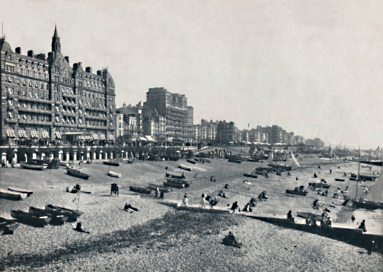 Brighton - Het Hotel Métropole en strand, 1895 door Unbekannt