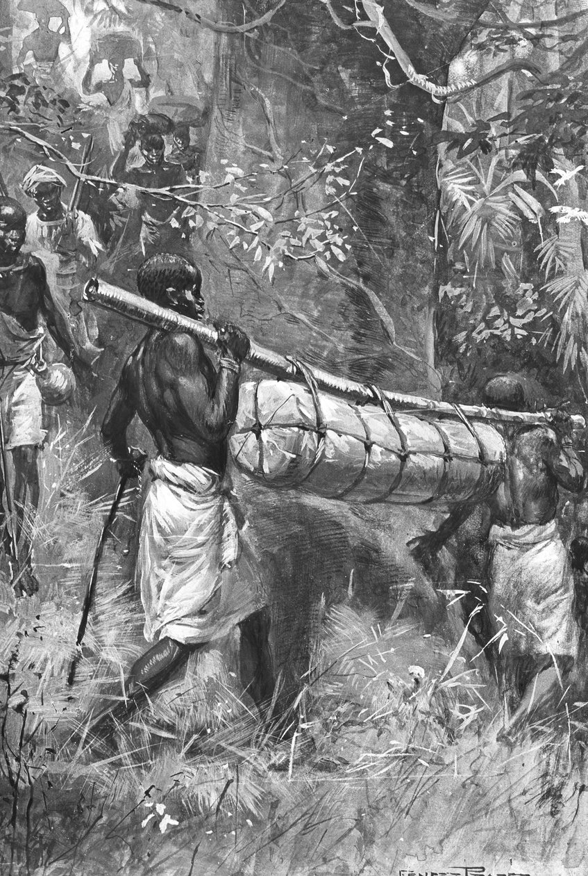 David Livingstones lichaam naar de kust brengen, Afrika, 1873 door Unbekannt