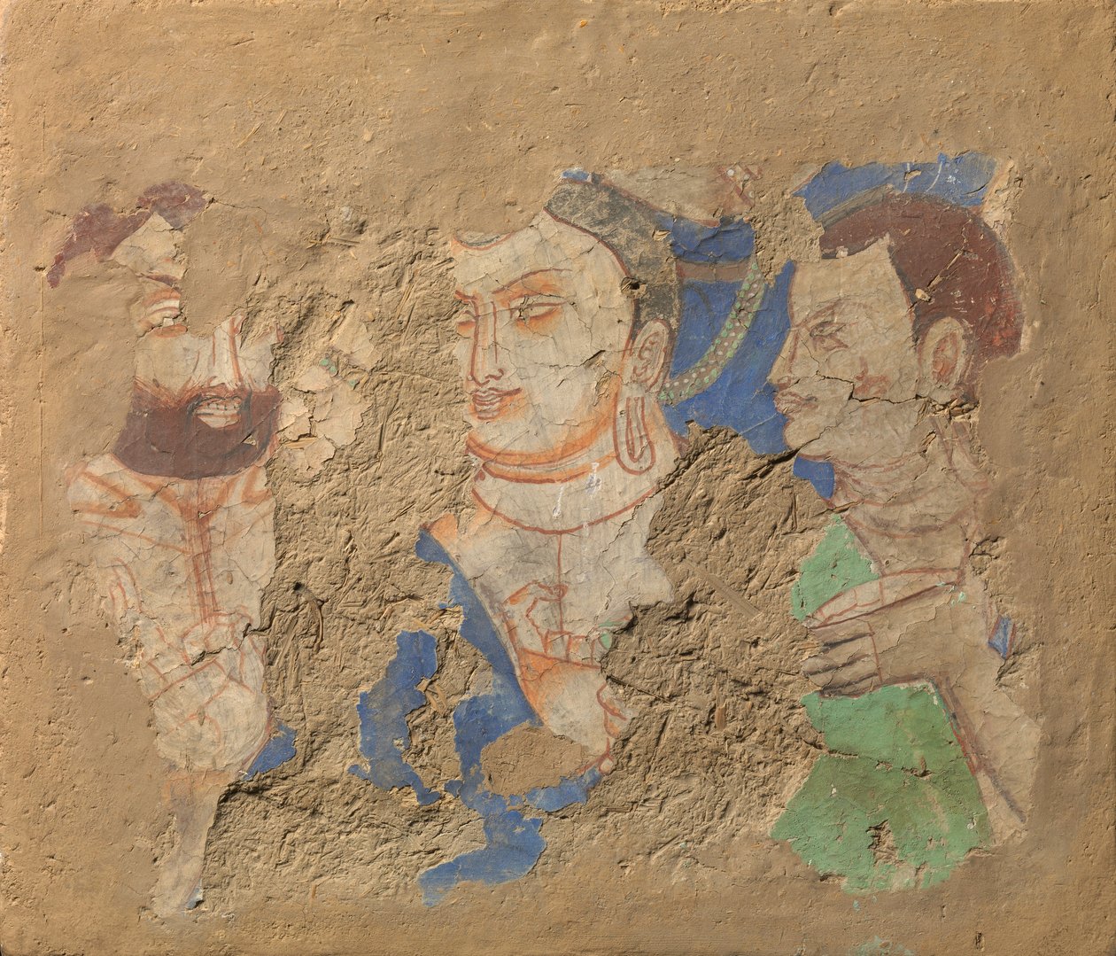 Boeddha met twee discipelen, ca. 6e-7e eeuw door Unbekannt