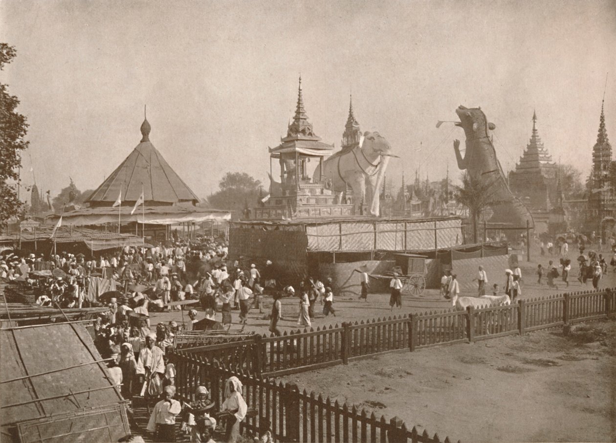 Boeddhistische crematie scène - Een Phoongyi-byan, 1900 door Unbekannt
