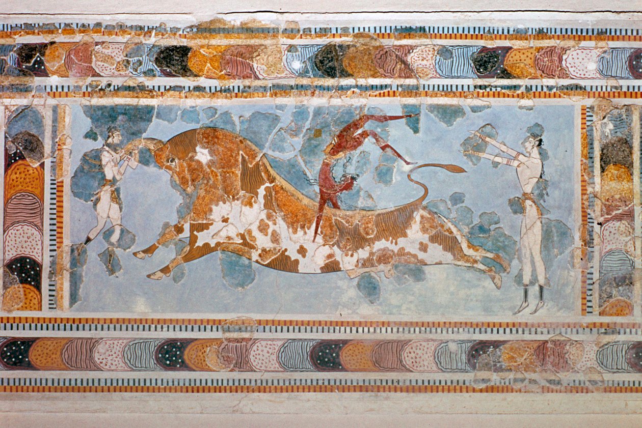 Stierspring fresco uit Knossos door Unbekannt