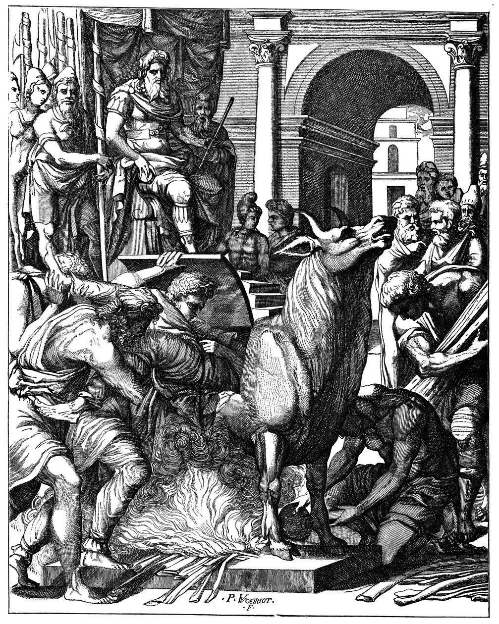 Stier van Phalaris, tiran van Agrigentum, Sicilië, ca. 570 v.Chr. 16e eeuw door Unbekannt