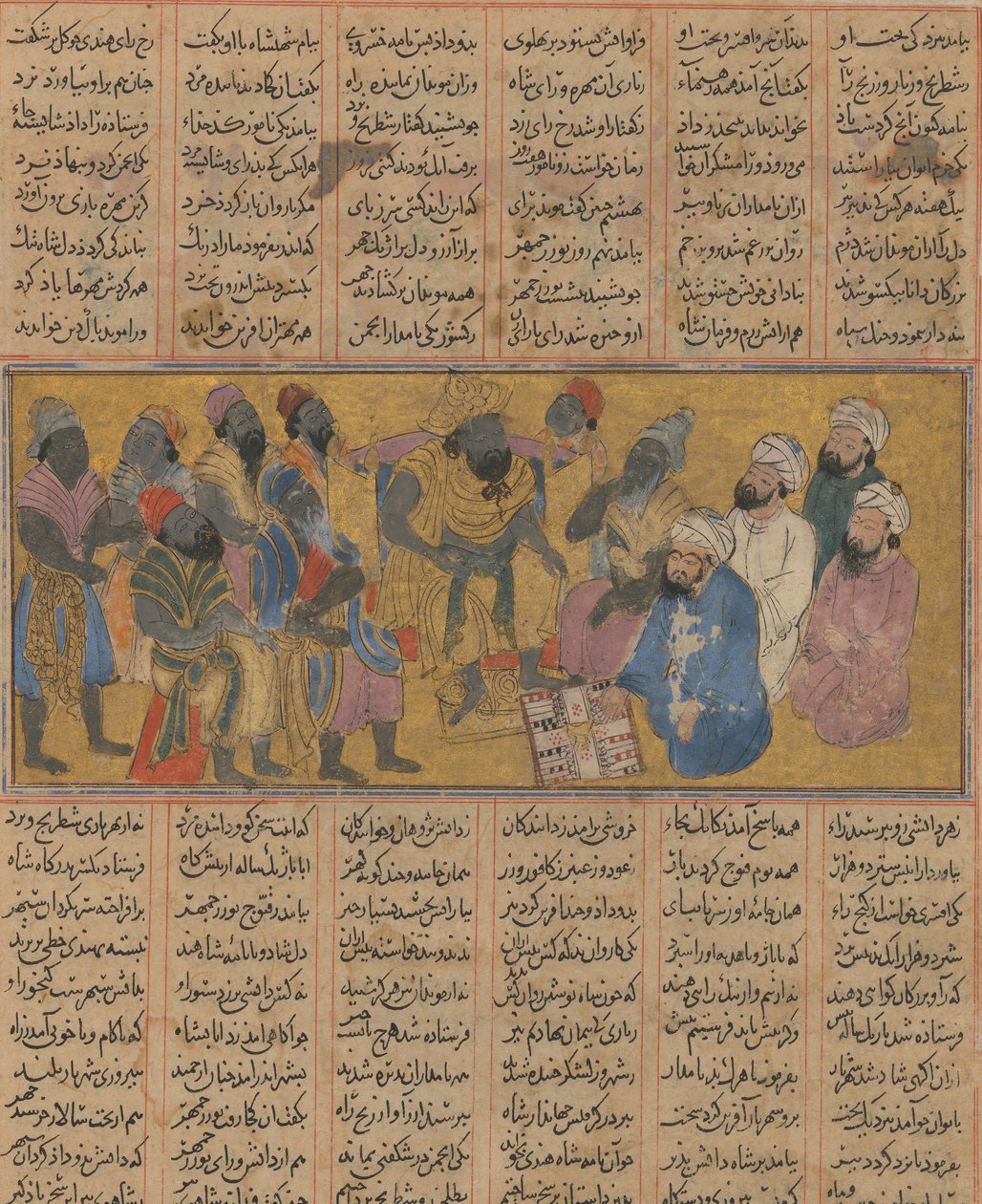 Buzurjmihr Legt het Spel Backgammon Nard uit aan de Raja van Hind door Unbekannt