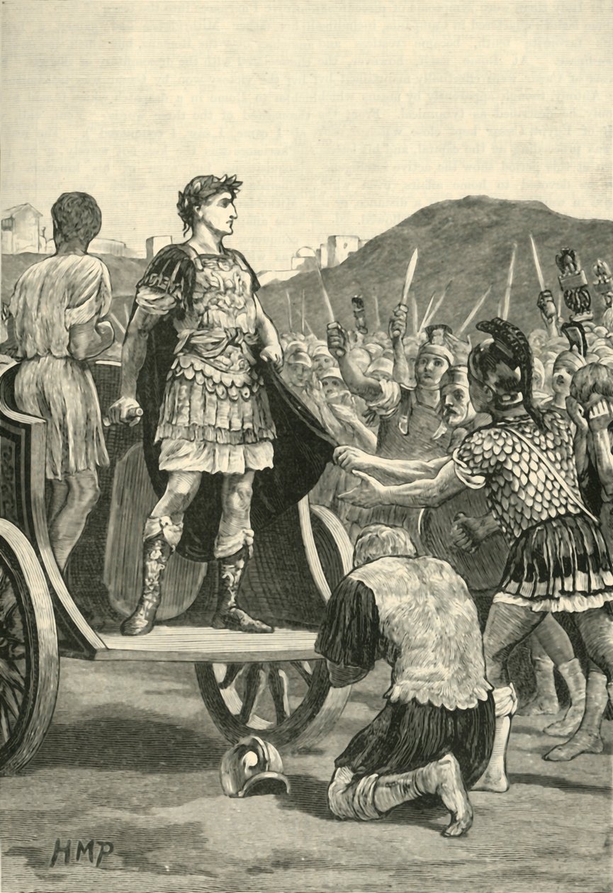 Caesar spreekt de ontevreden legioenen toe op het Campus Martius, 1890 door Unbekannt